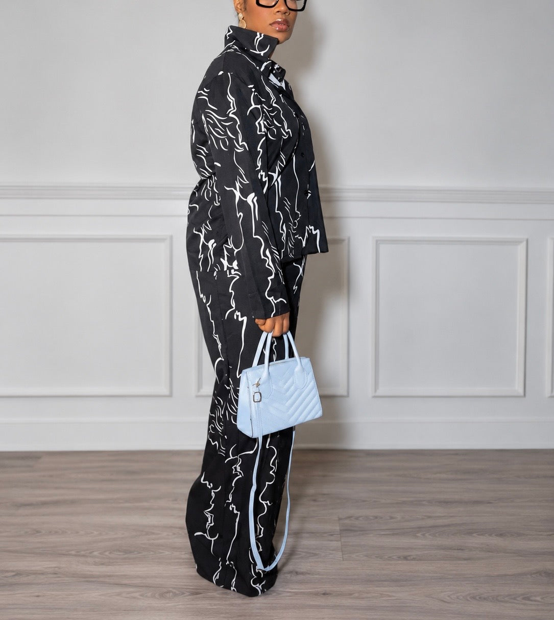 Printed Long Sleeve Wide -Leg 2 piece set