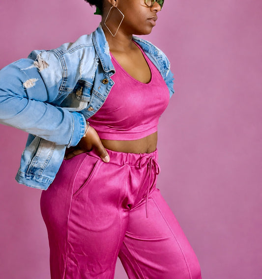 Casual Crop Top and Pants Set